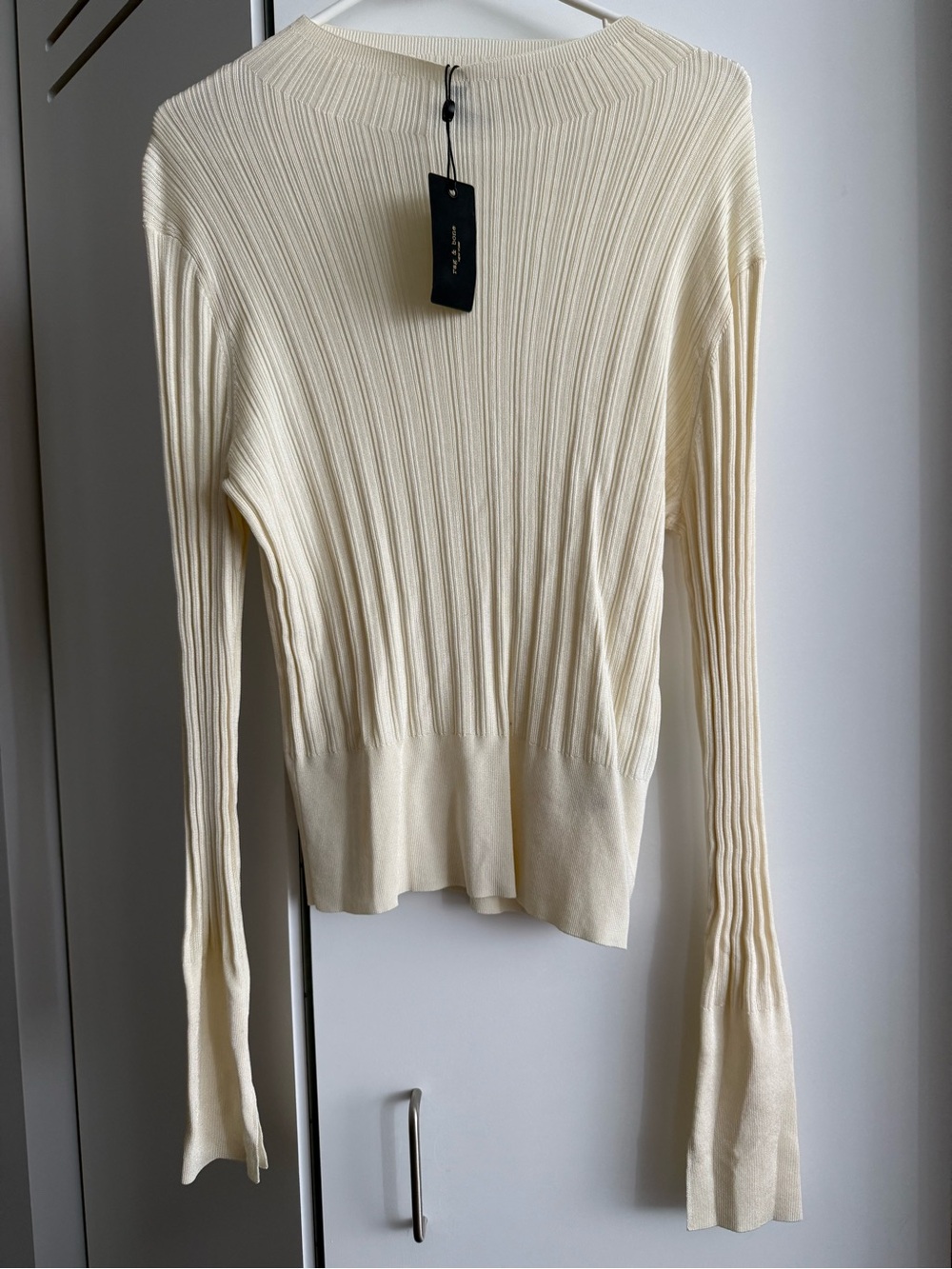 Rag & Bone Dawson Ribbed Mock Turtleneck KnitSweater w/ Exaggerated Long-sleeves